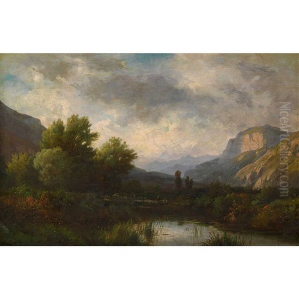 Idyllische Bachlandschaft Oil Painting by Jean Philippe George-Julliard