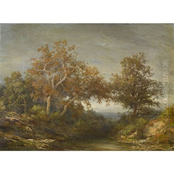 Herbstliche Bachlandschaft Oil Painting by Jean Philippe George-Julliard