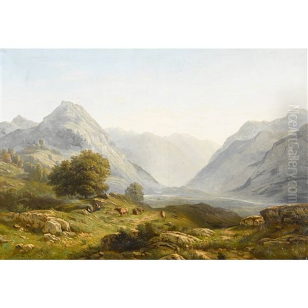 Blick Auf Interlaken Und Augstmatthorn Oil Painting by Jean Philippe George-Julliard