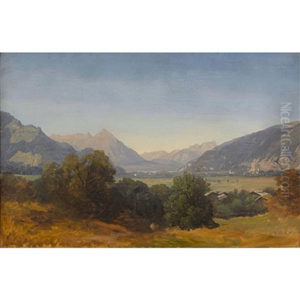 Blick Auf Interlaken Und Den Niesen Oil Painting by Jean Philippe George-Julliard