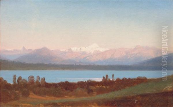 Le Leman Et Les Alpes De Savoie Depuis Genthod by Jean Philippe George-Julliard