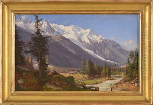 Le Mont Blanc Et Le Glacier Des Bossons Oil Painting by Jean Philippe George-Julliard