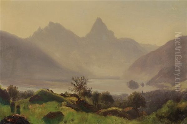 Blick Auf Die Mythen Mit Zugersee Oil Painting by Jean Philippe George-Julliard