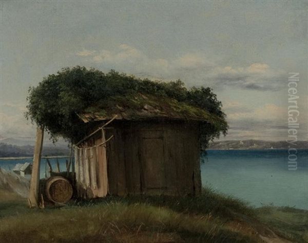 Cabane De Pecheur Oil Painting by Jean Philippe George-Julliard