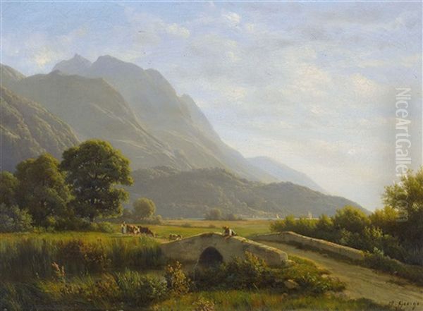 Environs Du Bouveret Oil Painting by Jean Philippe George-Julliard