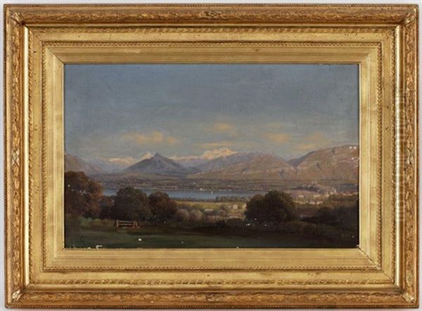 Le Lac Leman Et Geneve Oil Painting by Jean Philippe George-Julliard