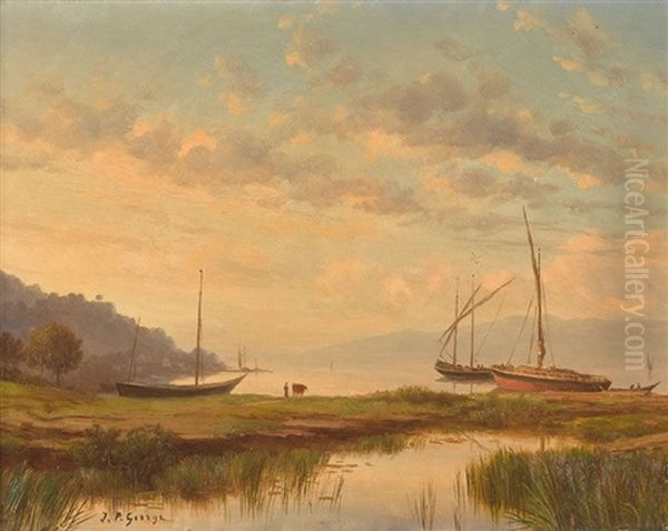 Le Soir Au Bouveret Oil Painting by Jean Philippe George-Julliard