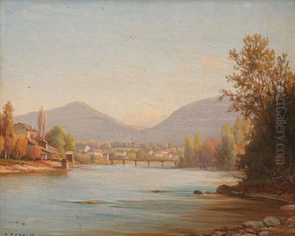 Bord De L'arve Et Mont-blanc Oil Painting by Jean Philippe George-Julliard