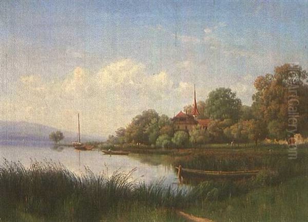 Lac De Sempach Oil Painting by Jean Philippe George-Julliard