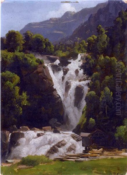 Un Torrent En Montagne Oil Painting by Jean Philippe George-Julliard