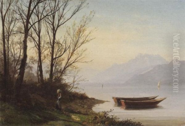 Environs De Vevey-lac Leman Oil Painting by Jean Philippe George-Julliard