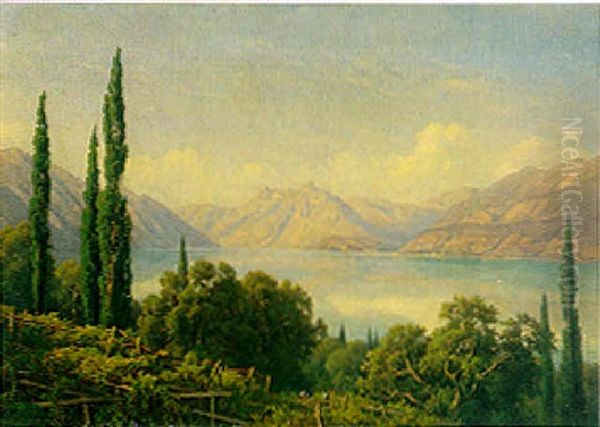 Lac De Como Oil Painting by Jean Philippe George-Julliard