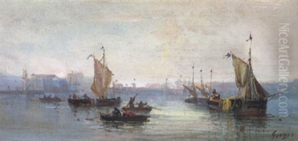 Im Hafen Von Marseille Oil Painting by Jean Louis Georges