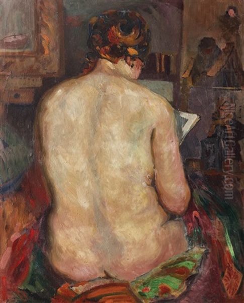 Nude It The Artist's Workshop Oil Painting by Marin H. Georgescu