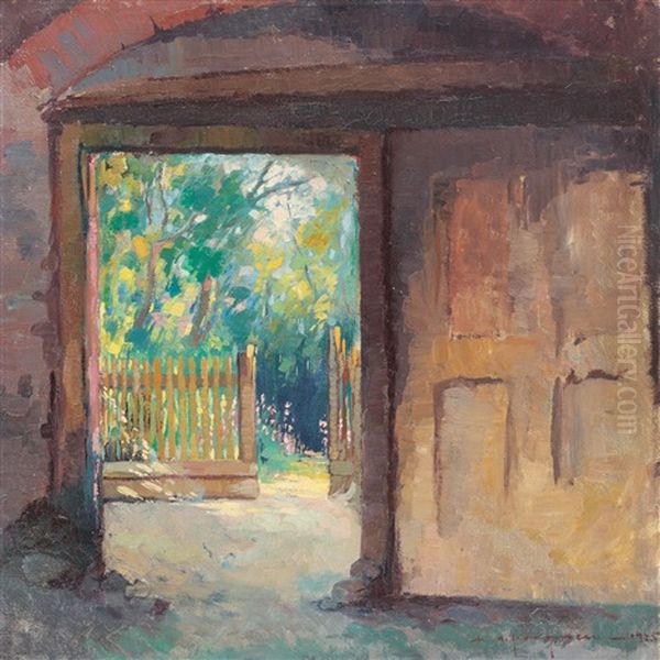 Garden View Oil Painting by Marin H. Georgescu