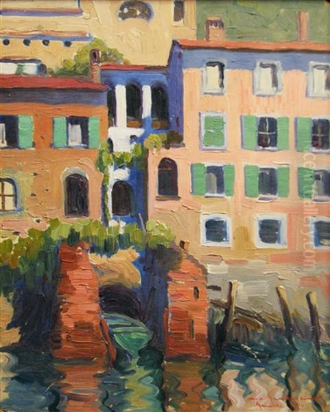 Gondola Oil Painting by Marin H. Georgescu