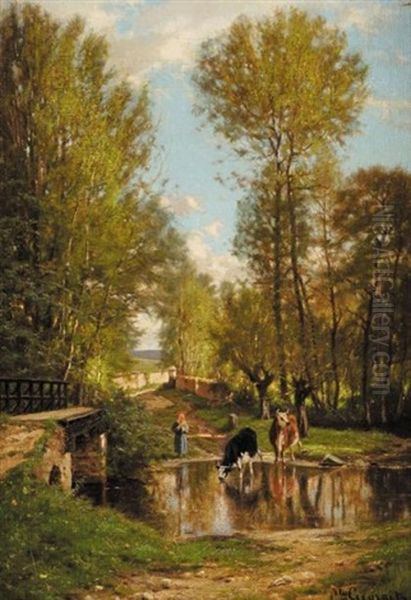 Les Environs De Melun Oil Painting by Charles-Jean Georget