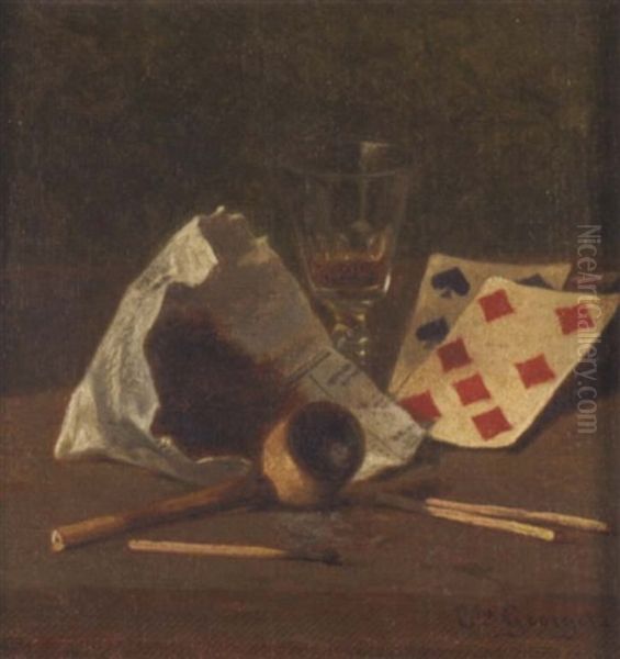 Nature Morte A La Pipe Oil Painting by Charles-Jean Georget