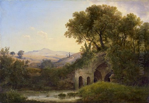 Die Grotte Der Egeria Bei Rom Oil Painting by Friedrich Otto Georgi