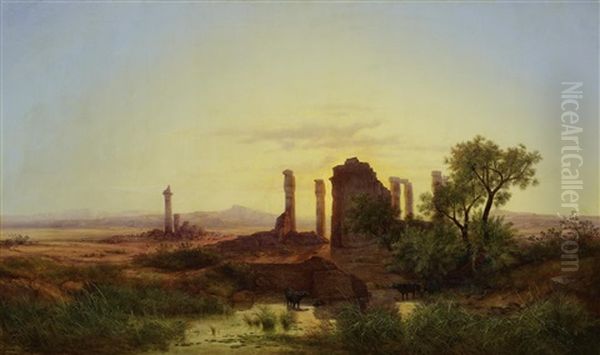 Die Ruinen Des Agyptischen Tempels Soleb In Nubien Oil Painting by Friedrich Otto Georgi