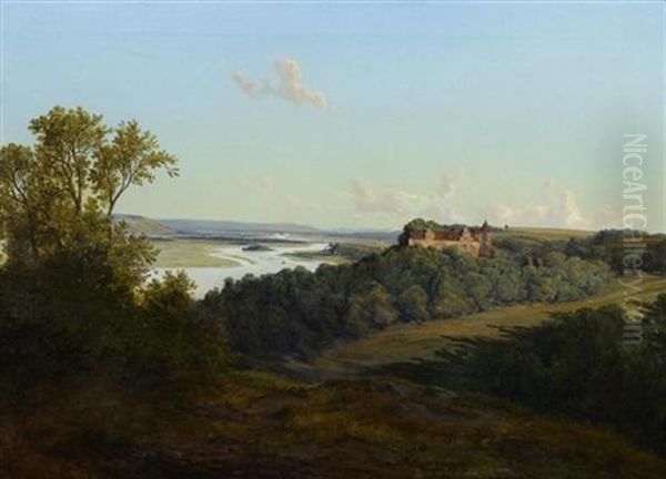 Ansicht Auf Schloss Scharfenberg Bei Meissen Oil Painting by Friedrich Otto Georgi