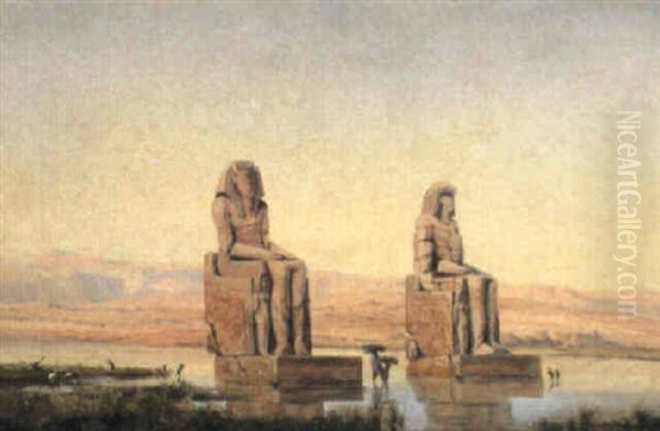 The Colossi Of Memnon, Egypt Oil Painting by Friedrich Otto Georgi