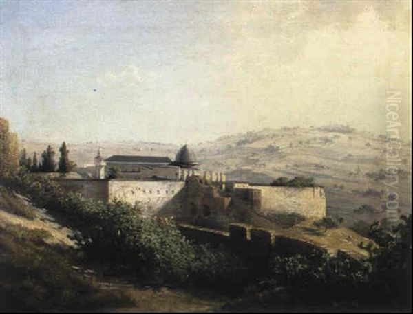 View Of The Temple Mount Jerusalem Oil Painting by Friedrich Otto Georgi