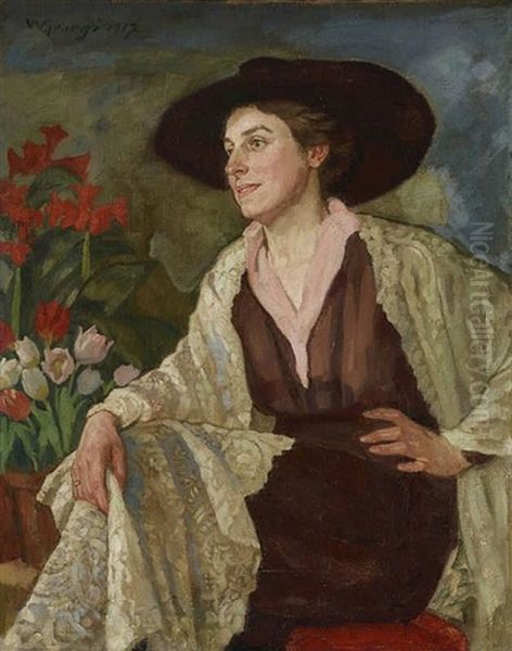 Dame Mit Hut Oil Painting by Walter Georgi