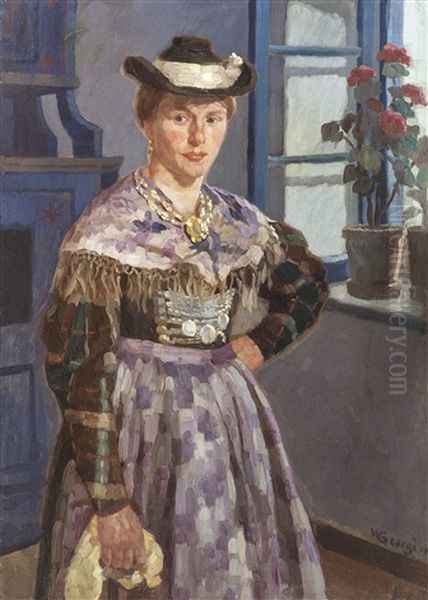 Bildnis Einer Dame In Tracht Und Hut Oil Painting by Walter Georgi