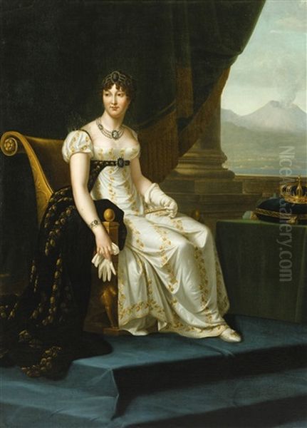 Portrait Of Caroline Bonaparte, Queen Of Naples And Of The Two Sicilies Oil Painting by Francois Pascal Simon Gerard