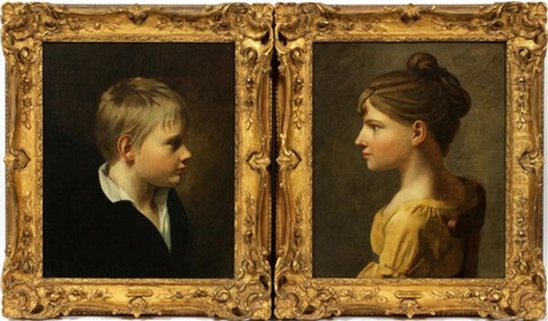 Young Boy And Young Girl Oil Painting by Francois Pascal Simon Gerard