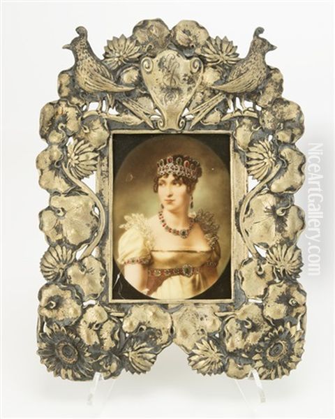 A Hand-painted Portrait Plaque Oil Painting by Francois Pascal Simon Gerard