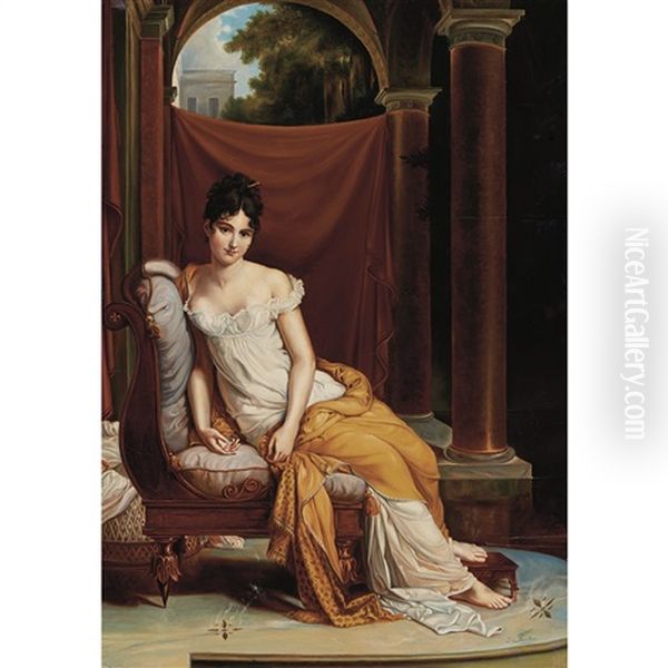 Portrait Of Juliette Recamier Oil Painting by Francois Pascal Simon Gerard