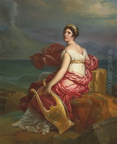 Corinne Au Cap Misene (collab. W/studio) Oil Painting by Francois Pascal Simon Gerard