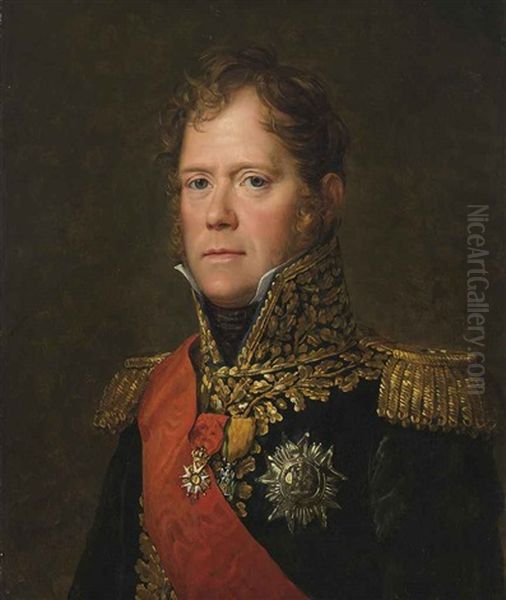 Portrait Of Michel Ney, Marshall Of The French Empire, Duc Of Elchingen, Prince Of Moscow Oil Painting by Francois Pascal Simon Gerard