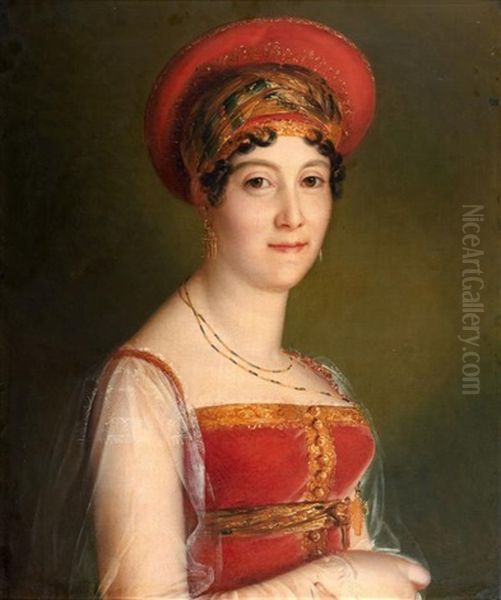 Portrait De Mademoiselle Mars En Costume Moscovite Oil Painting by Francois Pascal Simon Gerard