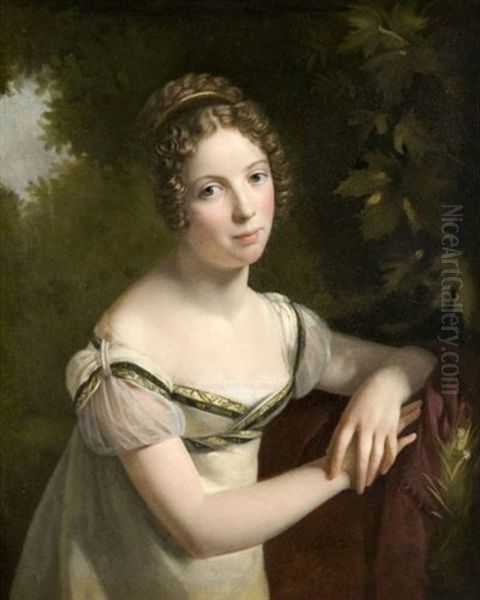 Portrait De Femme Dans Un Parc Oil Painting by Francois Pascal Simon Gerard