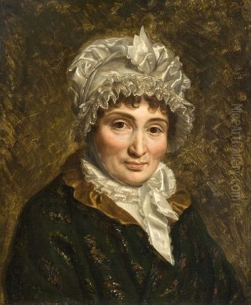 Portrait De Femme Au Bonnet Blanc Oil Painting by Francois Pascal Simon Gerard