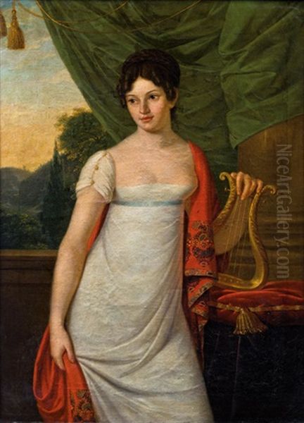 Dame Mit Harfe Oil Painting by Francois Pascal Simon Gerard