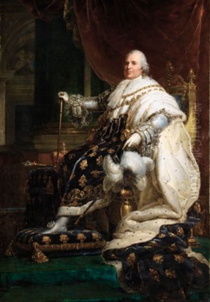 Portrait En Pied De Louis Xviii, Roi De France Oil Painting by Francois Pascal Simon Gerard