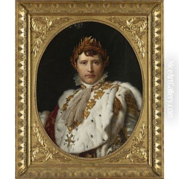 Portrait Of Napoleon I In His Imperial Robes Oil Painting by Francois Pascal Simon Gerard