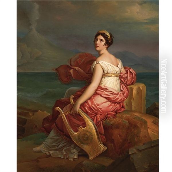 Corinne Au Cap Misene Oil Painting by Francois Pascal Simon Gerard