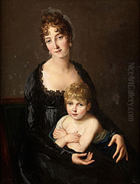 Mor Och Son Oil Painting by Francois Pascal Simon Gerard