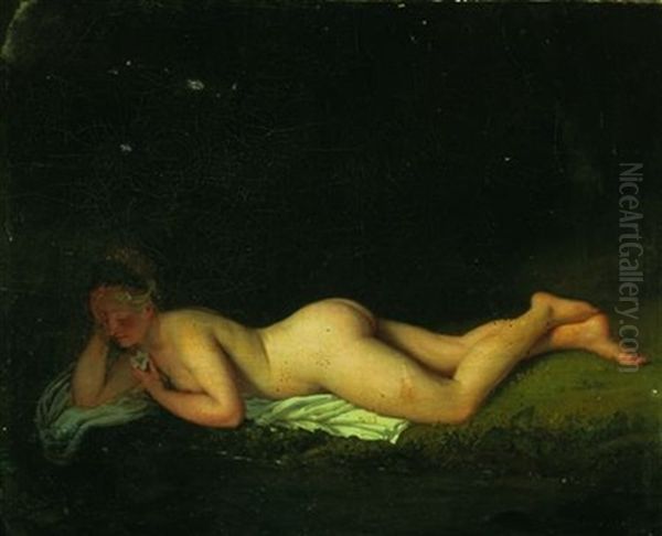 Une Femme Nue Allongee Au Bord De L'eau Oil Painting by Francois Pascal Simon Gerard