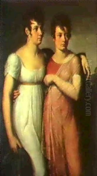 A Double Portrait Of Two Sisters... Oil Painting by Francois Pascal Simon Gerard