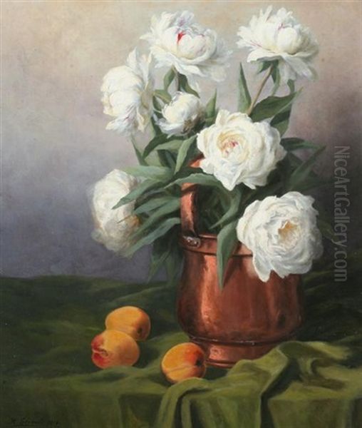 Roses Blanches Oil Painting by Henry Gerard