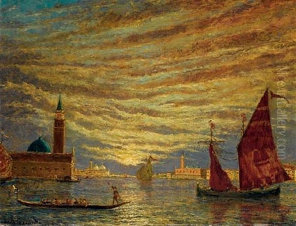 Venise, Coucher De Soleil Oil Painting by Henry Gerard