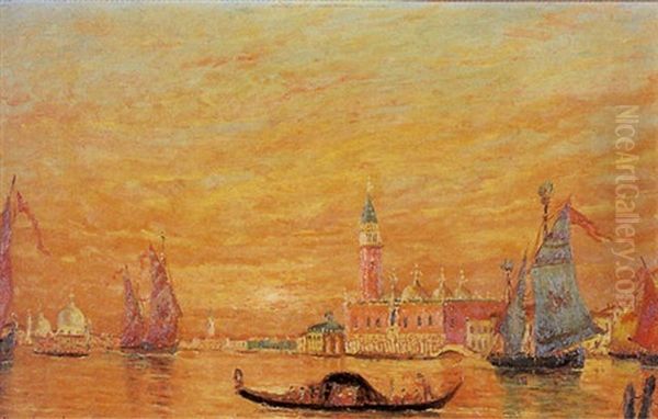 Palais Des Doges - Soleil Couchant Oil Painting by Henry Gerard