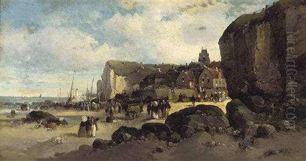 A Day Out On The French Coast Oil Painting by Louis Auguste Gerard