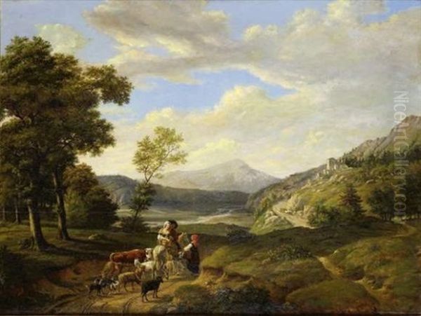 Scene Pastoral Dans Un Paysage Oil Painting by Louis Auguste Gerard